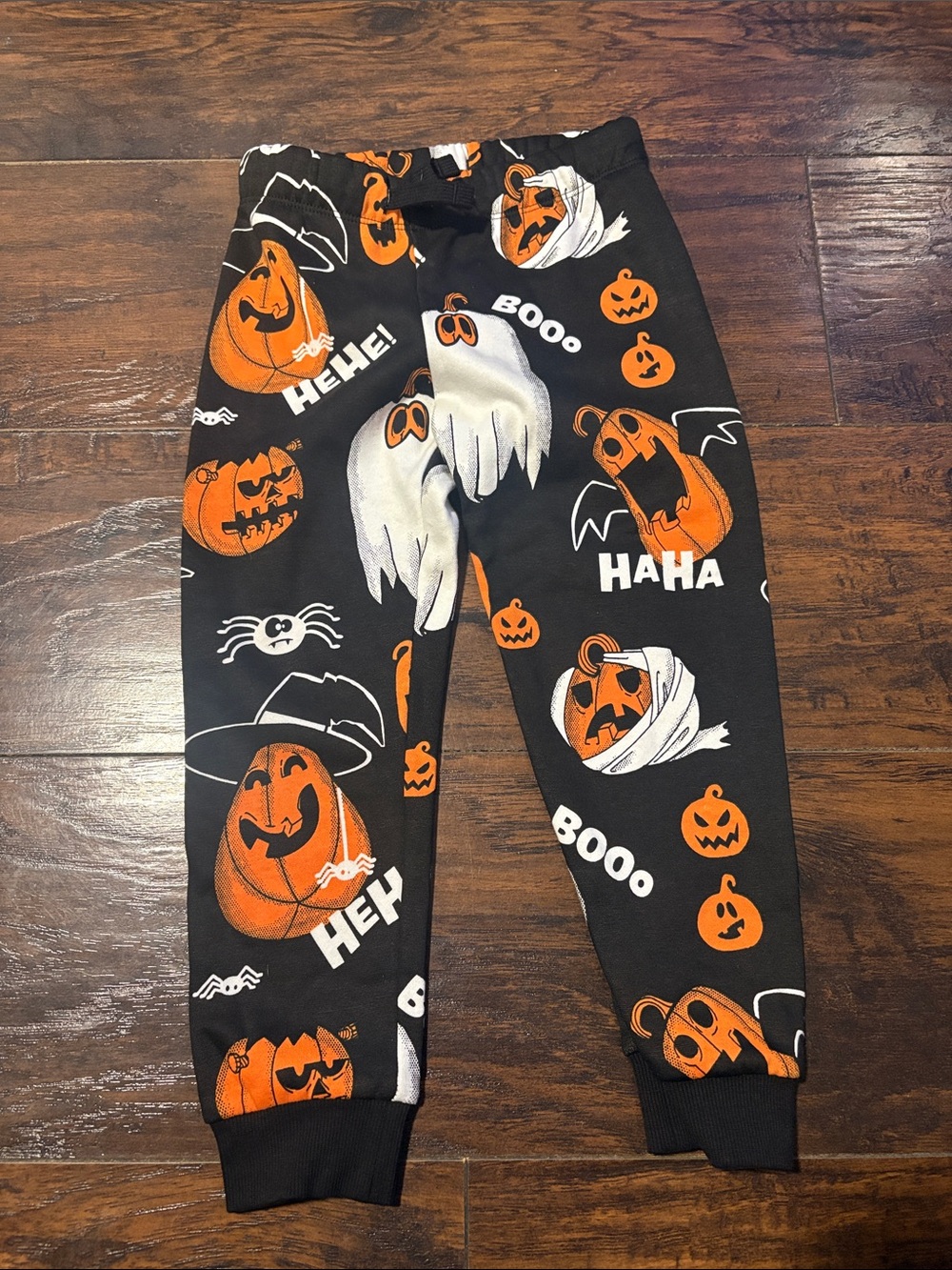 H&M Black Halloween Jogger Pants with Pumpkin & White Ghost Print NEW- NO TAG